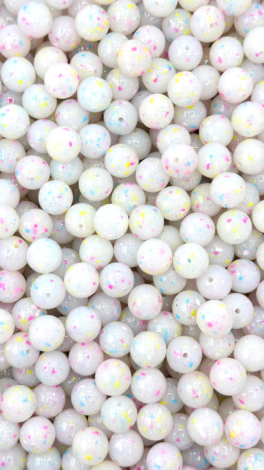 Tie Dye Confetti Sparkle Jelly 15mm Bead