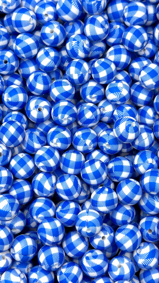 Perles de 15 mm imprimées à carreaux de buffle