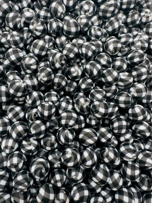 Buffalo Plaid Printed 15mm Beads