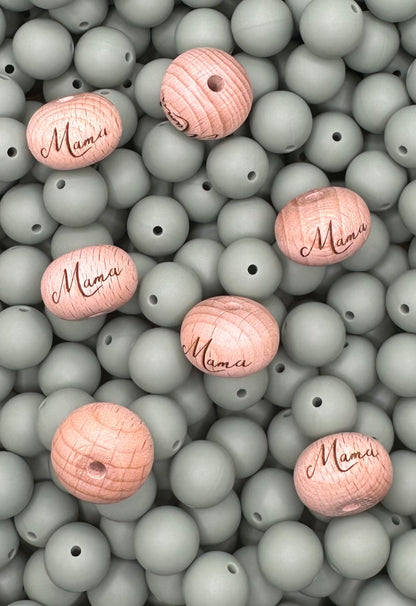 Perle en bois gravée boulier de 22 mm