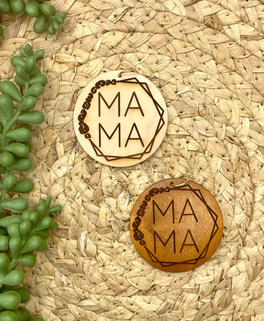 Étiquette de clé hexagonale Mama en bois