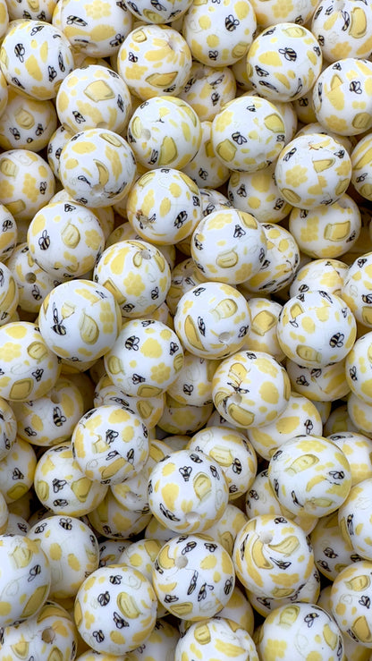 CTS Creation: Bumble Bee Printed 15mm Bead