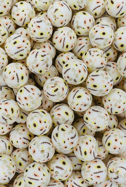 Prairie Flowers Printed 15mm Bead