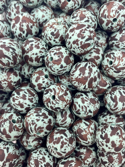 CTS Creation: Feldspar Brown Cow Printed 15mm Bead