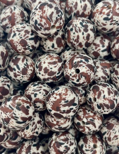 CTS Creation: Silver Sage  Brown Cow Printed 15mm Bead