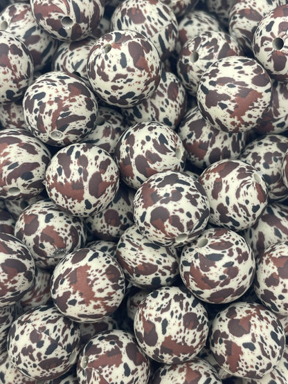 CTS Creation: Doeskin Brown Cow Printed 15mm Bead