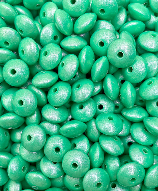 Kelly Green Opal 12mm Lentil Bead