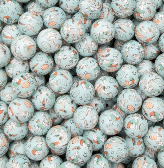 Retro Hop Printed 15mm Bead