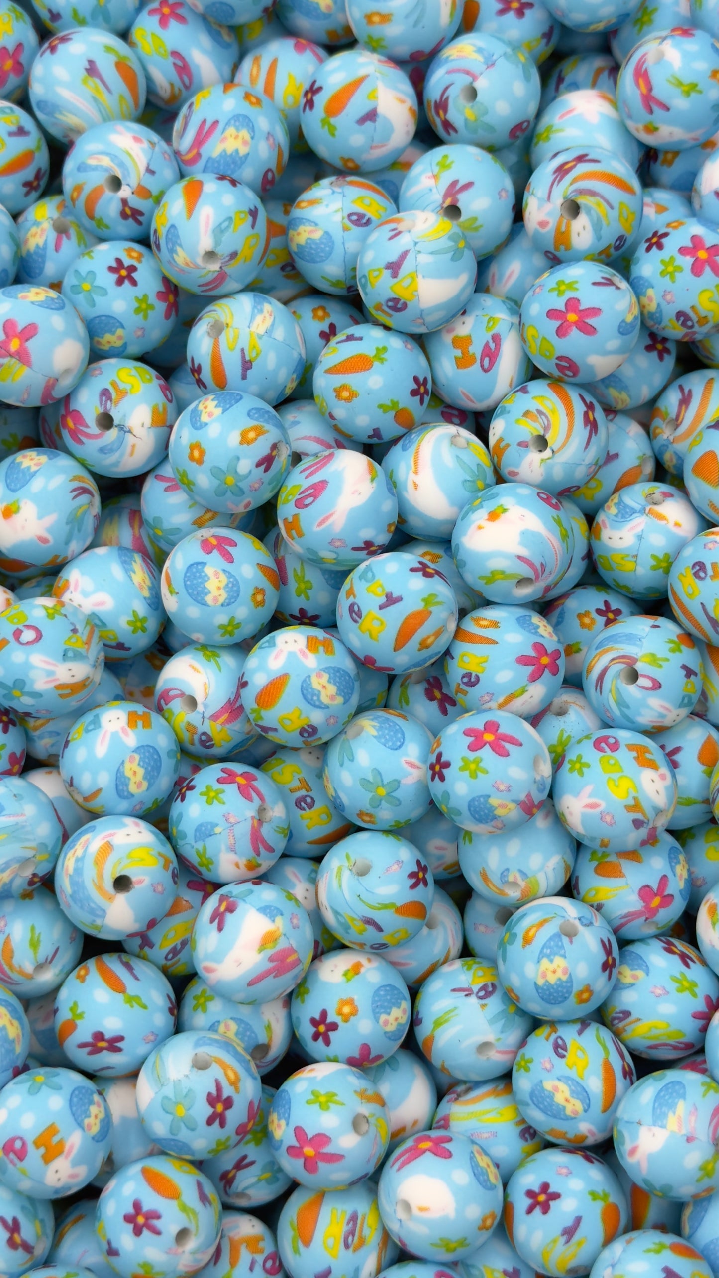 Hoppy Easter Printed 15mm Bead