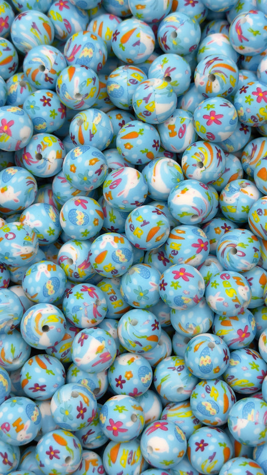 Hoppy Easter Printed 15mm Bead