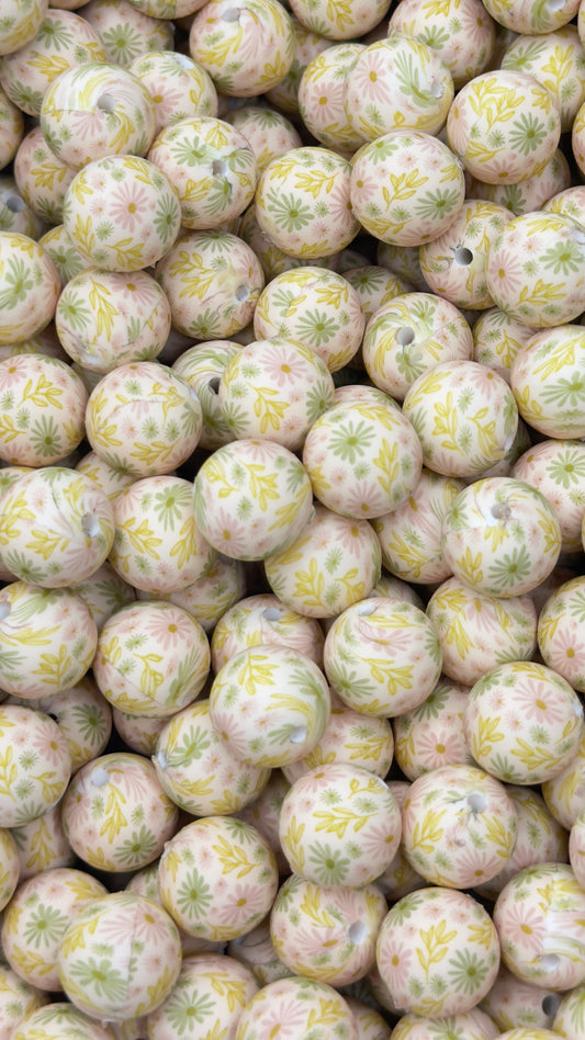 Spring Garden Printed 15mm Bead