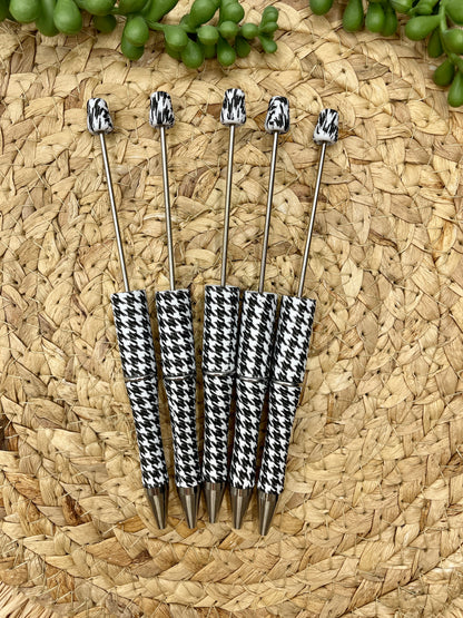 Création CTS : Stylo à billes en plastique imprimé pied-de-poule **Brevet en instance**