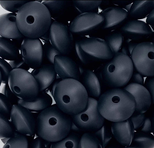 Black 12mm Lentil-BULK 100 Count