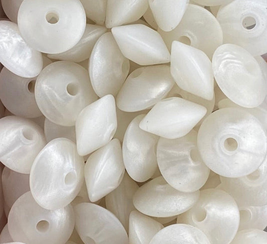 White Pearl 12mm Lentil-BULK 100 Count