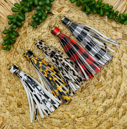 Printed Gold Hardware Leather Tassels