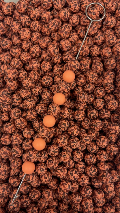 CTS Creation: Brandied Melon  Brown Cow Printed 15mm Bead