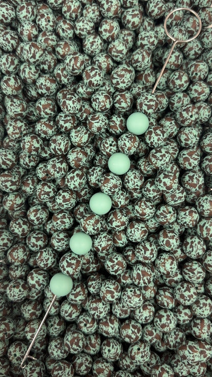 CTS Creation: Feldspar Brown Cow Printed 15mm Bead
