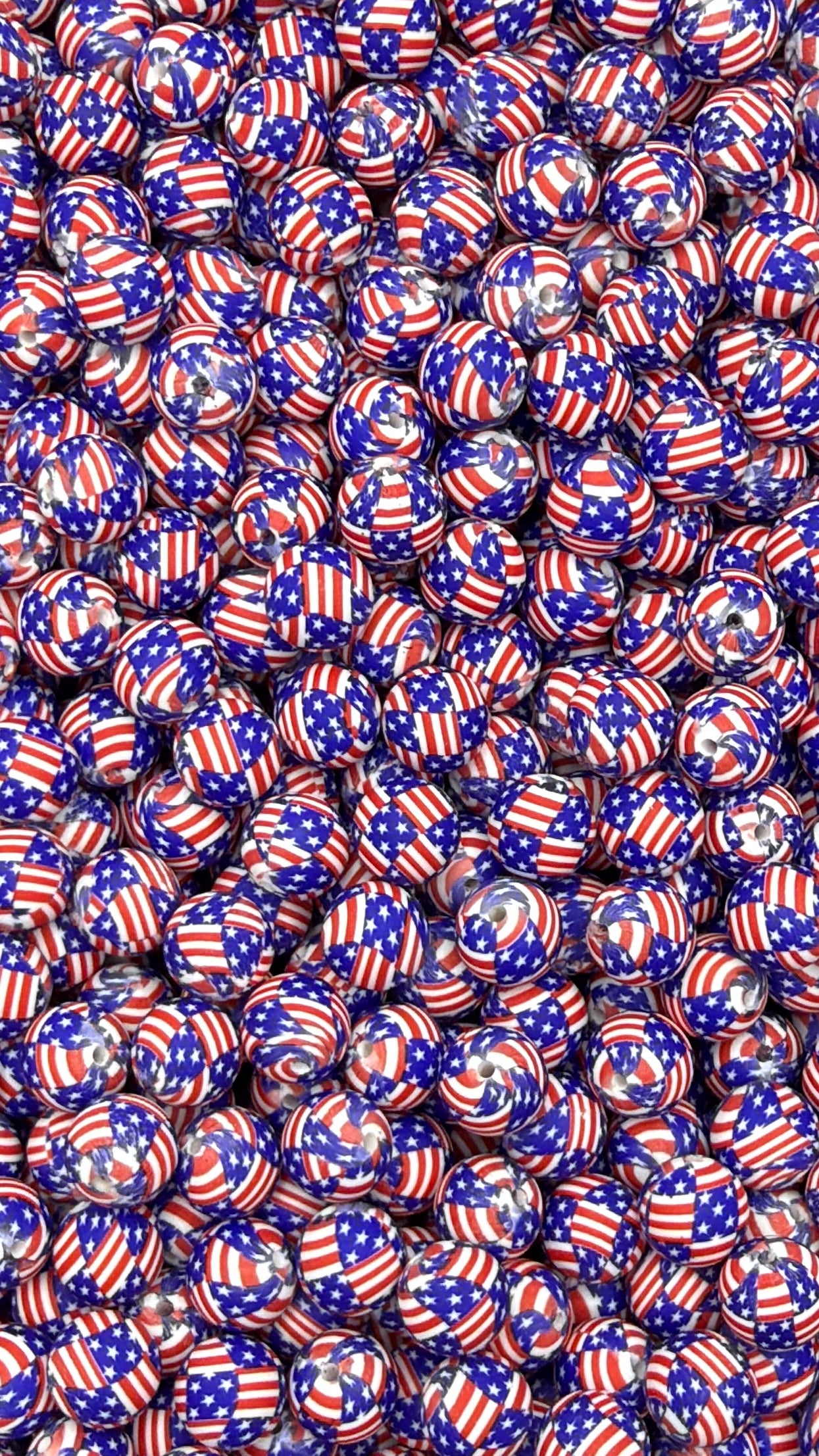 Stars & Stripes Printed 15mm Bead