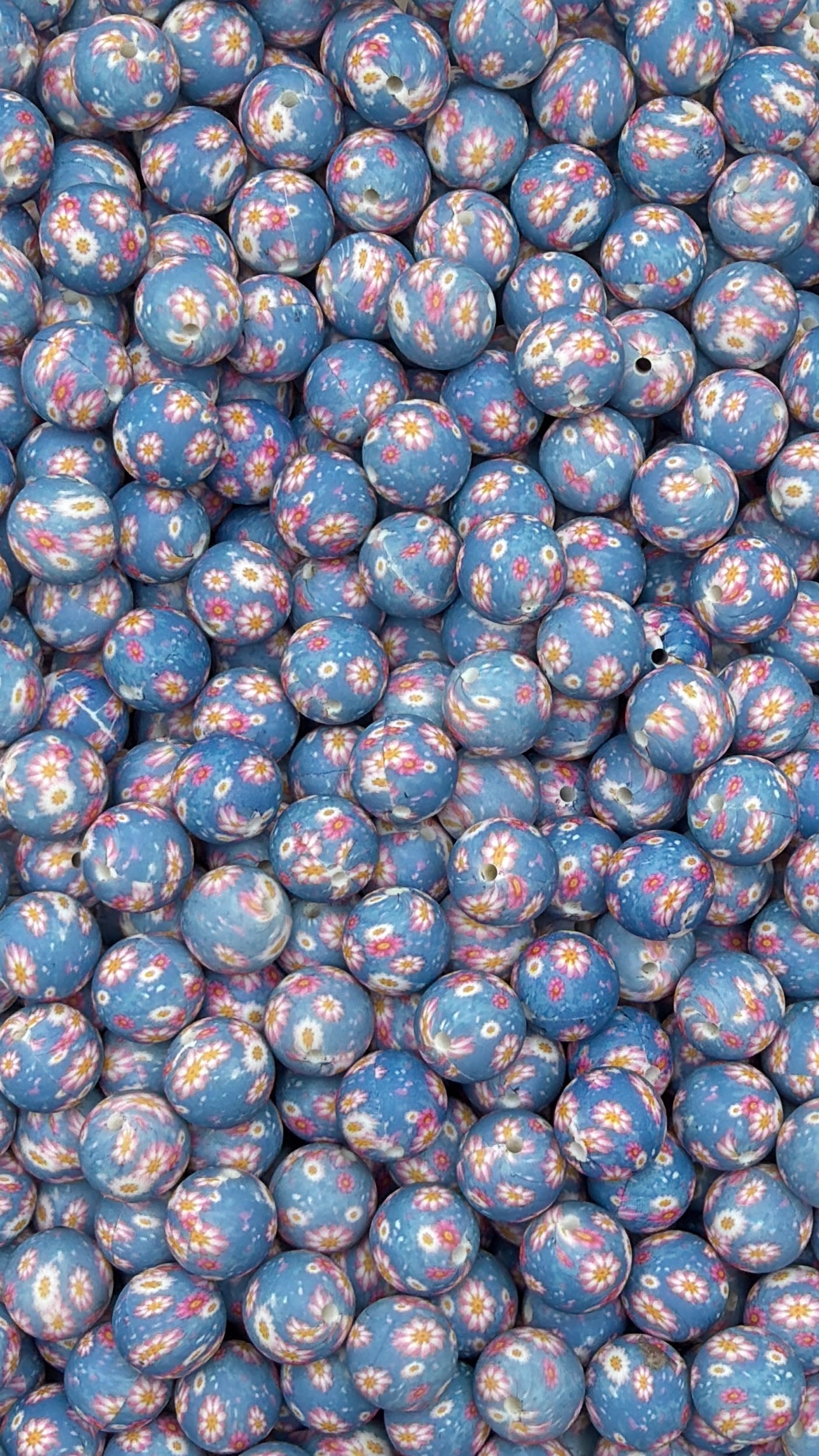 Flowers In The Sky 15mm Printed Bead