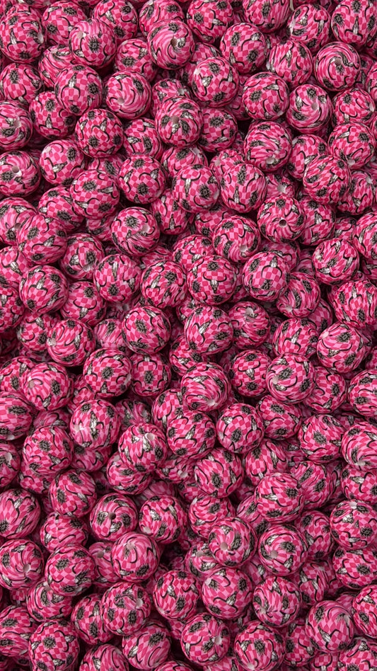 Rodeo Rose Printed 15mm Bead