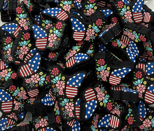 American Floral Butterfly Focal Bead