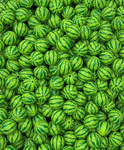 Watermelon Rind Printed 15mm Bead