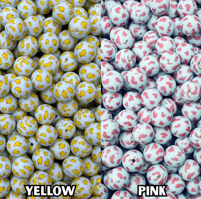 CTS Creation: Yellow Ducking Love You Printed 15mm Bead