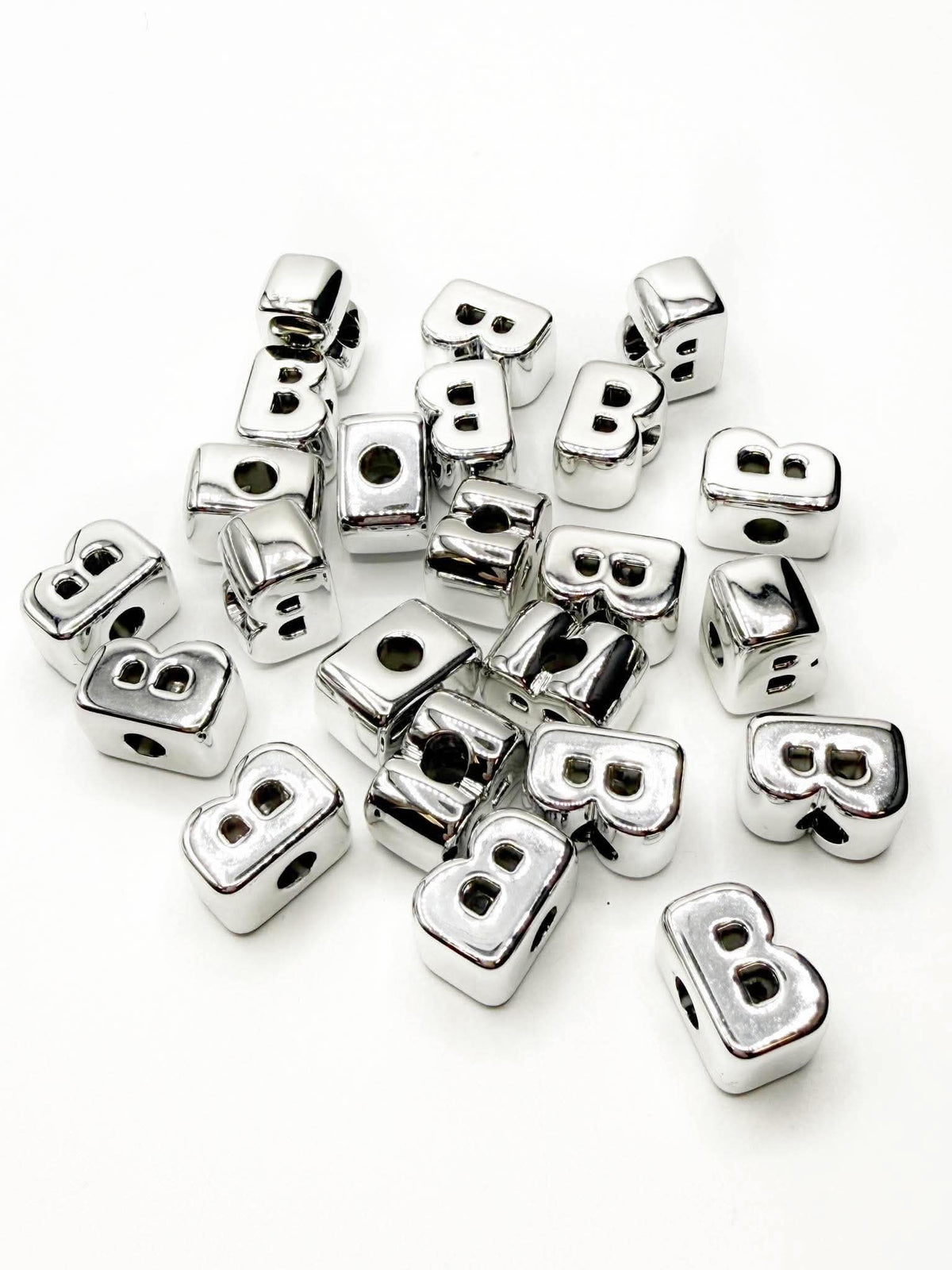 Silver Acrylic Large 20mm HORIZONTAL Hole Letter Beads