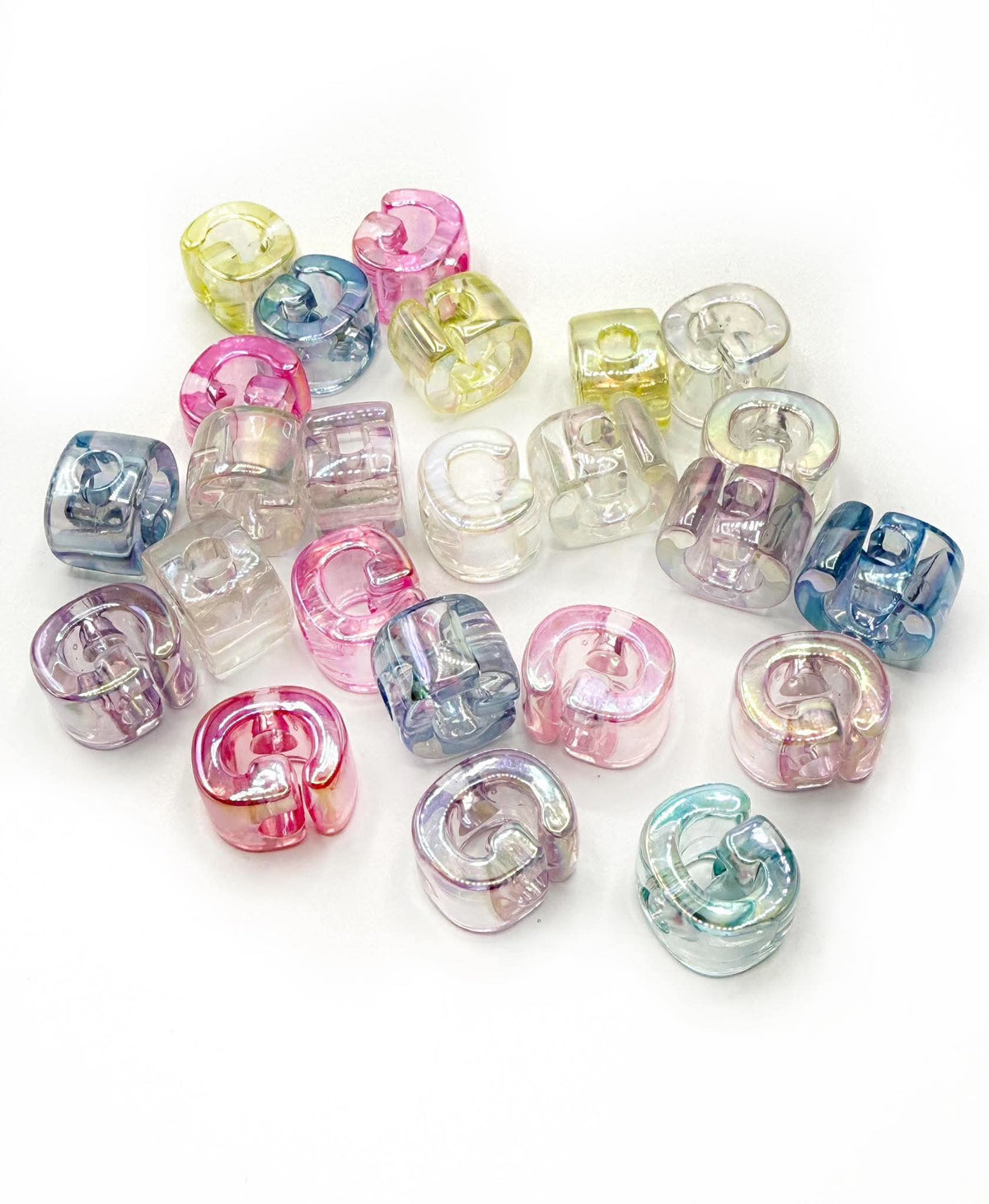 Perles de lettres blanches carrées horizontales de 12 mm 
