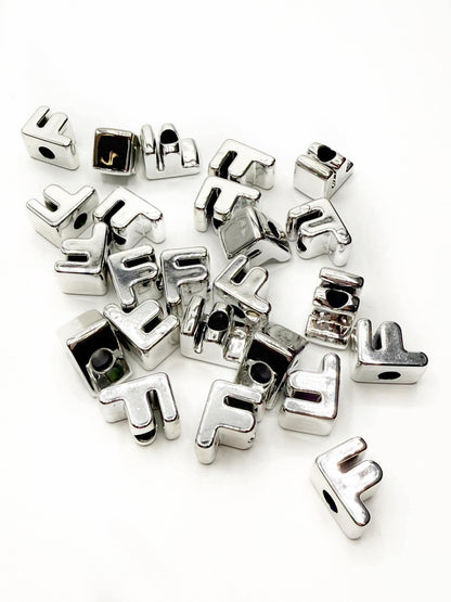 Silver Acrylic Large 20mm HORIZONTAL Hole Letter Beads