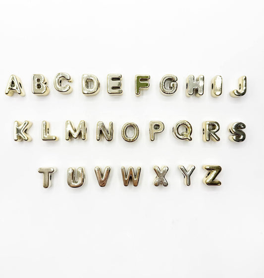 Gold Acrylic Large 20mm HORIZONTAL Hole Letter Beads