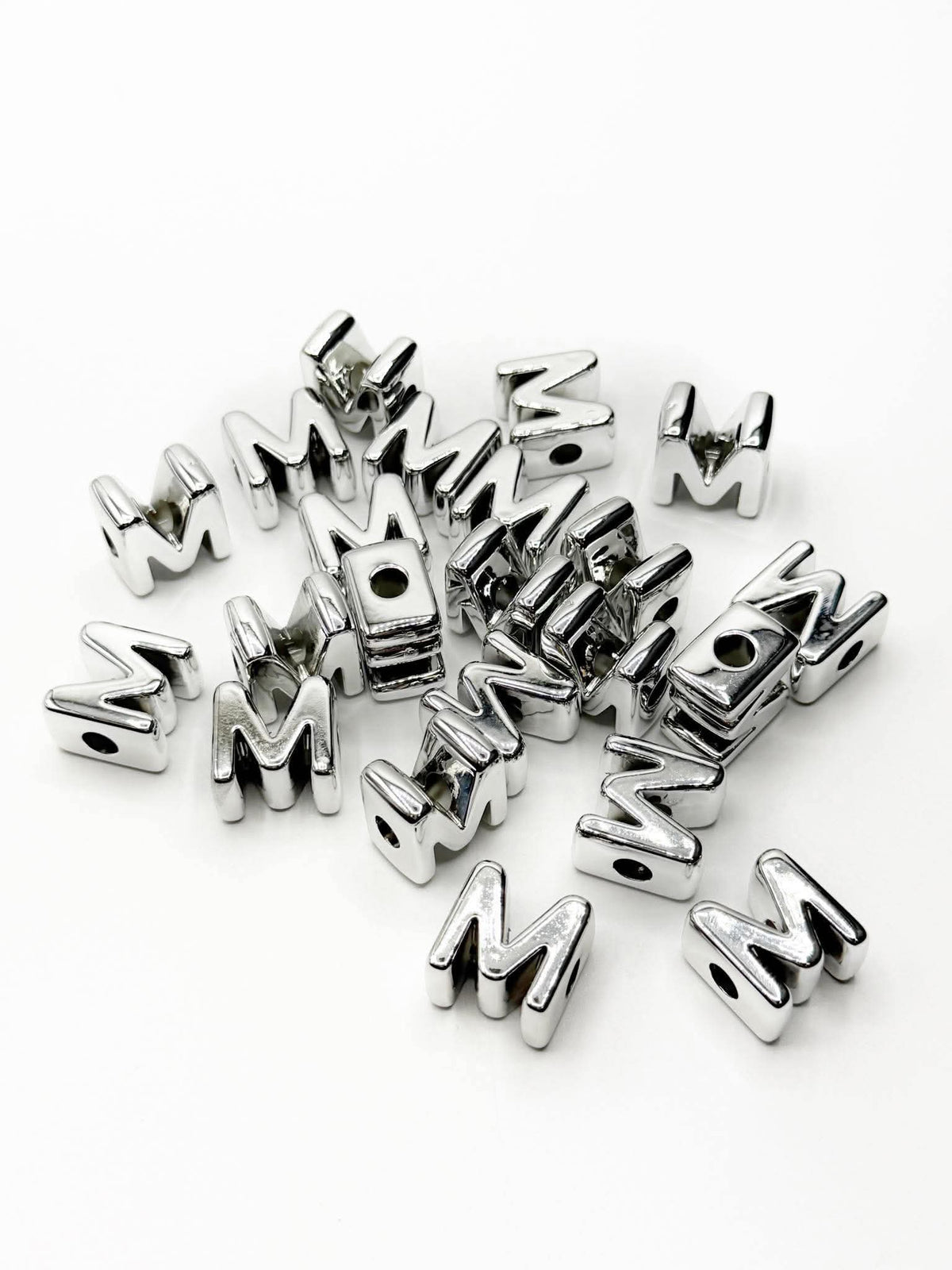 Silver Acrylic Large 20mm HORIZONTAL Hole Letter Beads
