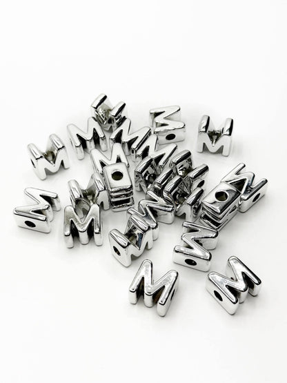 Silver Acrylic Large 20mm HORIZONTAL Hole Letter Beads