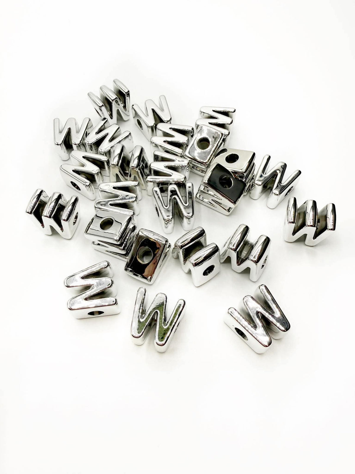 Silver Acrylic Large 20mm HORIZONTAL Hole Letter Beads