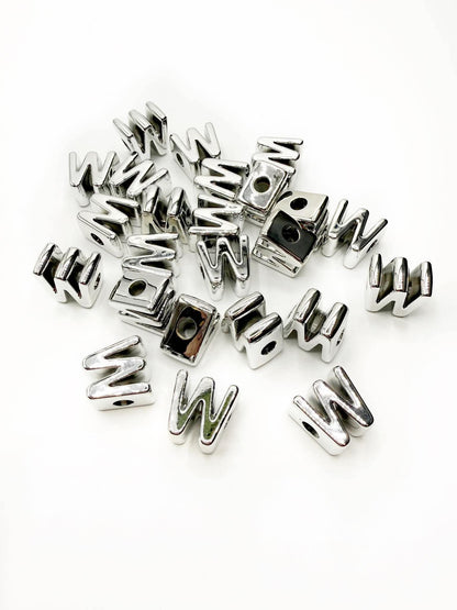 Silver Acrylic Large 20mm HORIZONTAL Hole Letter Beads