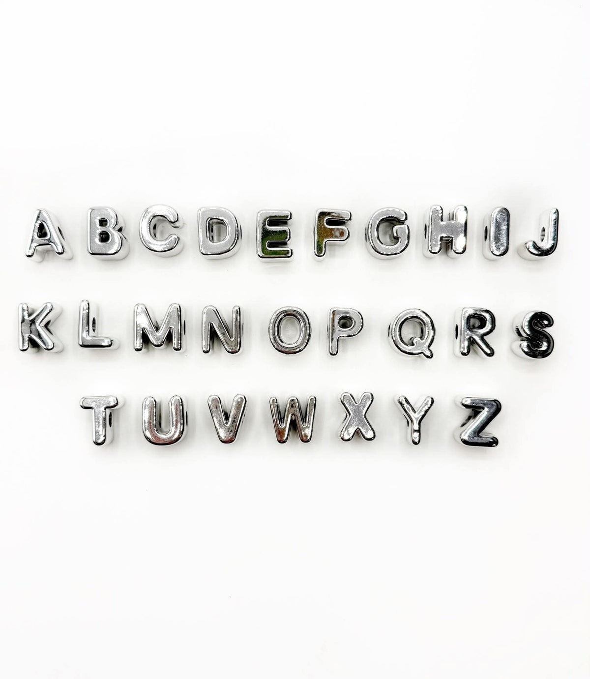 Silver Acrylic Large 20mm HORIZONTAL Hole Letter Beads