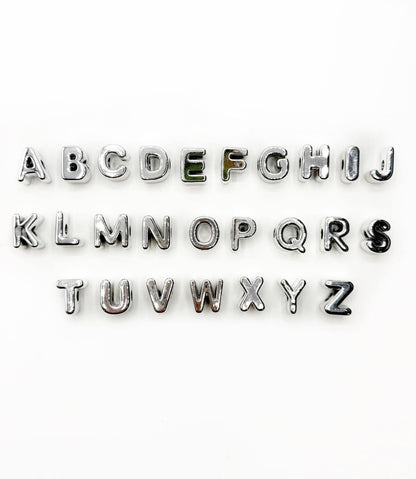 Silver Acrylic Large 20mm HORIZONTAL Hole Letter Beads