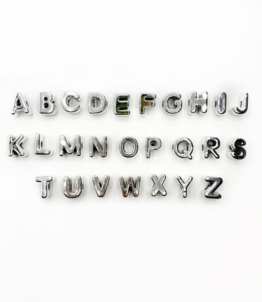 Silver Acrylic Large 20mm HORIZONTAL Hole Letter Beads