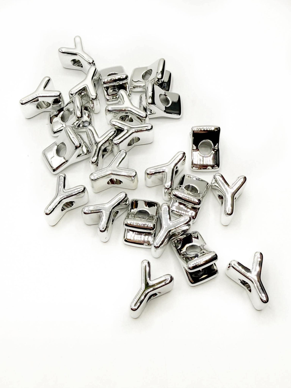 Silver Acrylic Large 20mm HORIZONTAL Hole Letter Beads