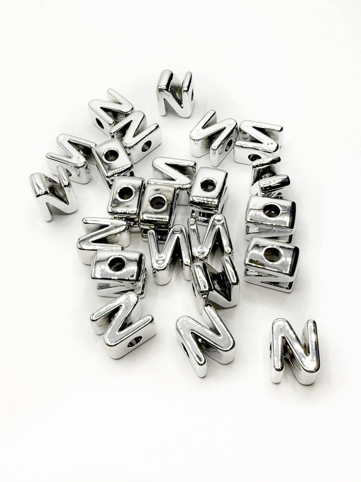 Silver Acrylic Large 20mm HORIZONTAL Hole Letter Beads