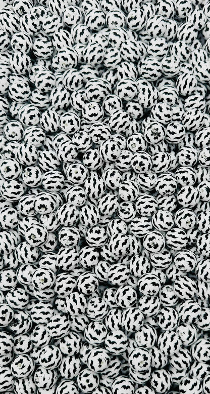 Mustache Printed 15mm Bead