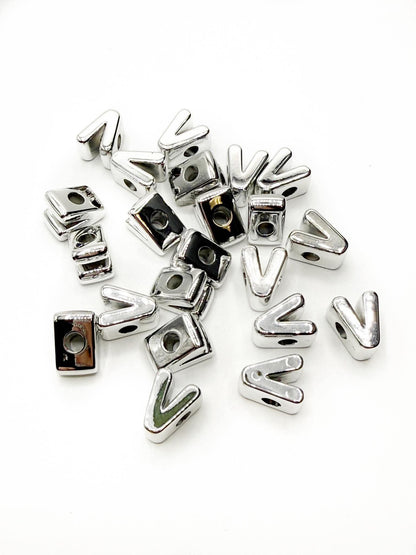 Silver Acrylic Large 20mm HORIZONTAL Hole Letter Beads