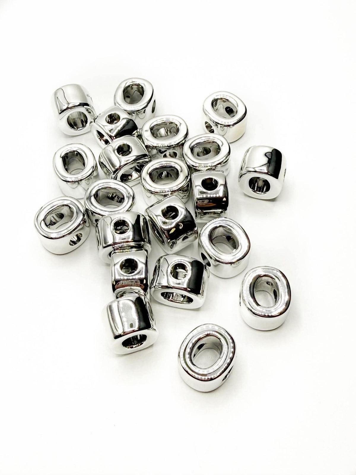 Silver Acrylic Large 20mm HORIZONTAL Hole Letter Beads