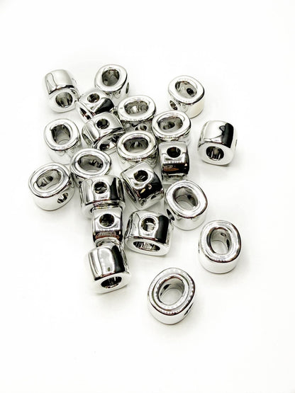 Silver Acrylic Large 20mm HORIZONTAL Hole Letter Beads