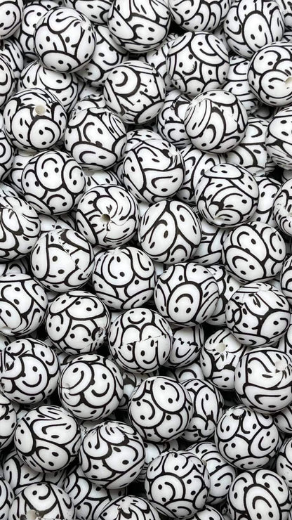 Happy Smiles Printed 15mm Bead