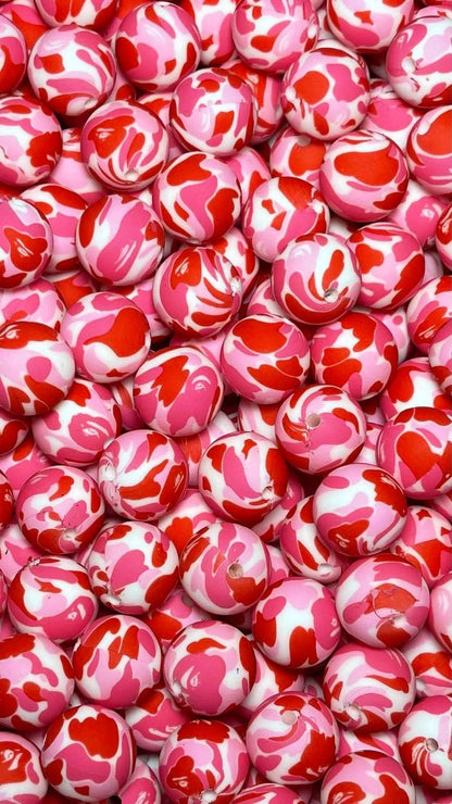 Pink Camo #7 Printed 15mm Bead