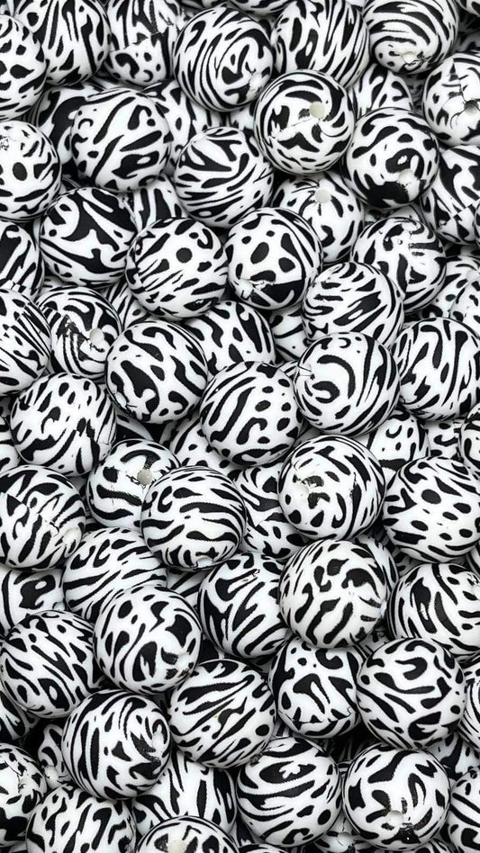 ***Discontinued*** Ink Blot Printed 15mm Bead
