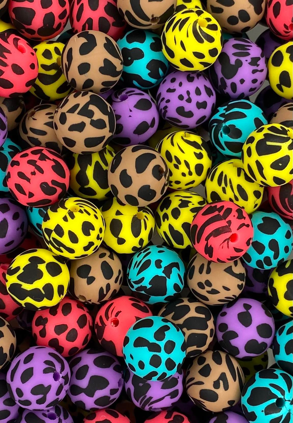 Multicolor Cow Printed 15mm Beads