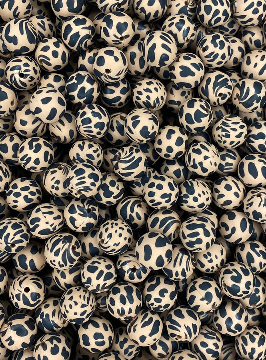 Multicolor Cow Printed 15mm Beads
