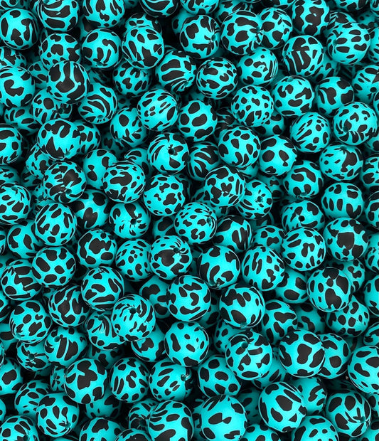 Perles multicolores imprimées de vache de 15 mm